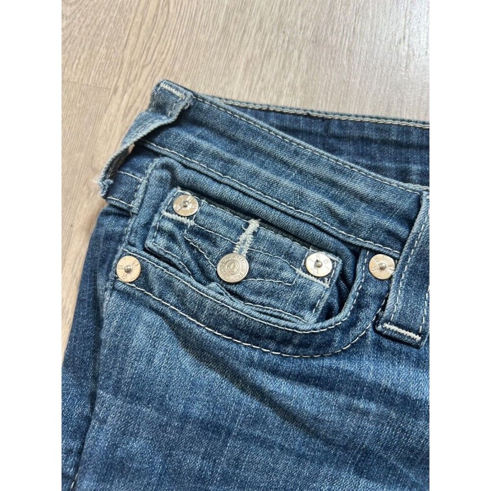 True Religion Swarovski Crystals Logo Leggings Blue Skinny Jeans Size 28 - Picture 5 of 9